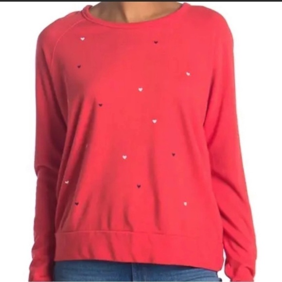 Sundry Red Hearts Pullover Crewneck Sweatshirt Valentine’s Day - Picture 1 of 8